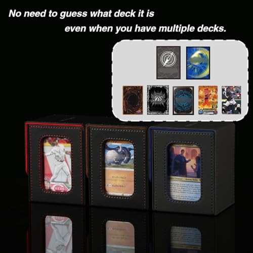 Venssu MTG Deck Box with Commander Display, Fits TCG Cards (Black＆Brown) | Holds 120 Single/100 Double-Sleeved Cards, Fit MTG/PTCG/OPTCG Cards, Strong Magnet, PU Leather, With 2 Dividers & 1 Toploader