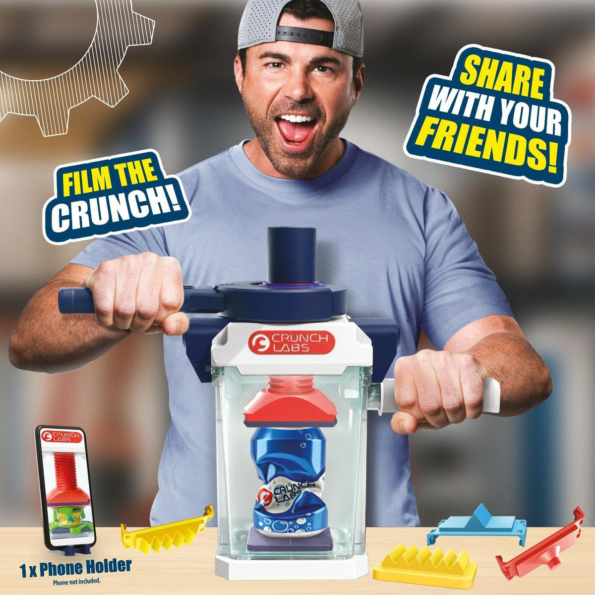 CrunchLabs by Mark Rober, The Crunchinator, STEM Toys for Ages 8-13 | Inspired by Mark Rober, 3 interchangeable plates, contained chamber, and phone holder; science kits for kids ages 8+