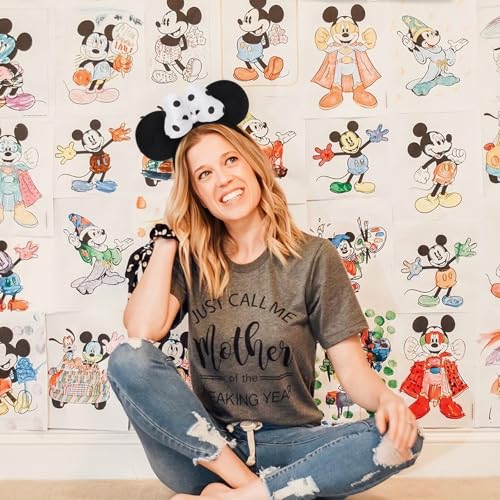 ODOCARE Handmade Mouse Ears Headband for Women and Ladies, Polka Dot Bow Mini Ears Costume Accessories