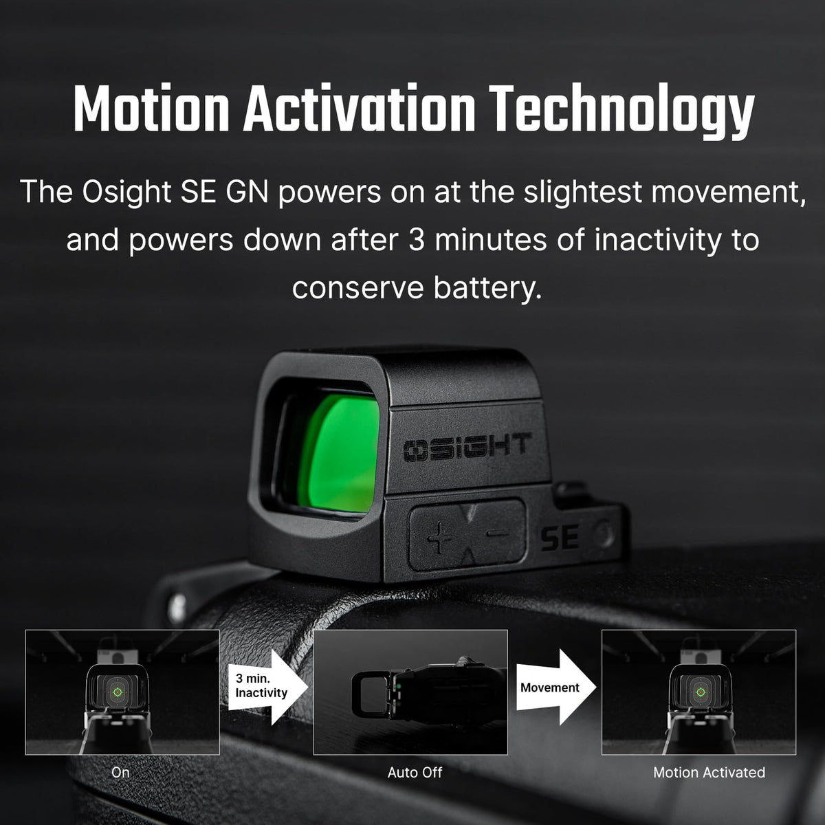 OSIGHT SE Enclosed Red/Green Dot, 2 & 32 MOA Multi-Reticle or 6 MOA Dot | RMSc Footprint, Side-Load Battery, Motion Sensor, Aspherical Lens, Compact Enclosed Design for Concealed Carry