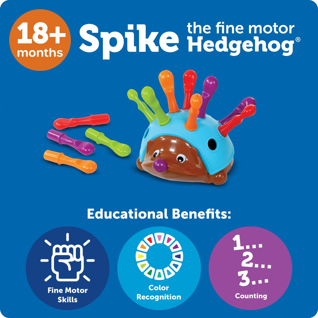Learning Resources Spike The Fine Motor Hedgehog, Toddler Learning Toys, Fine Motor and Sensory Toys, Educational Toys for Toddlers, Montessori Toys, Ages 18+ Months,14 Pieces