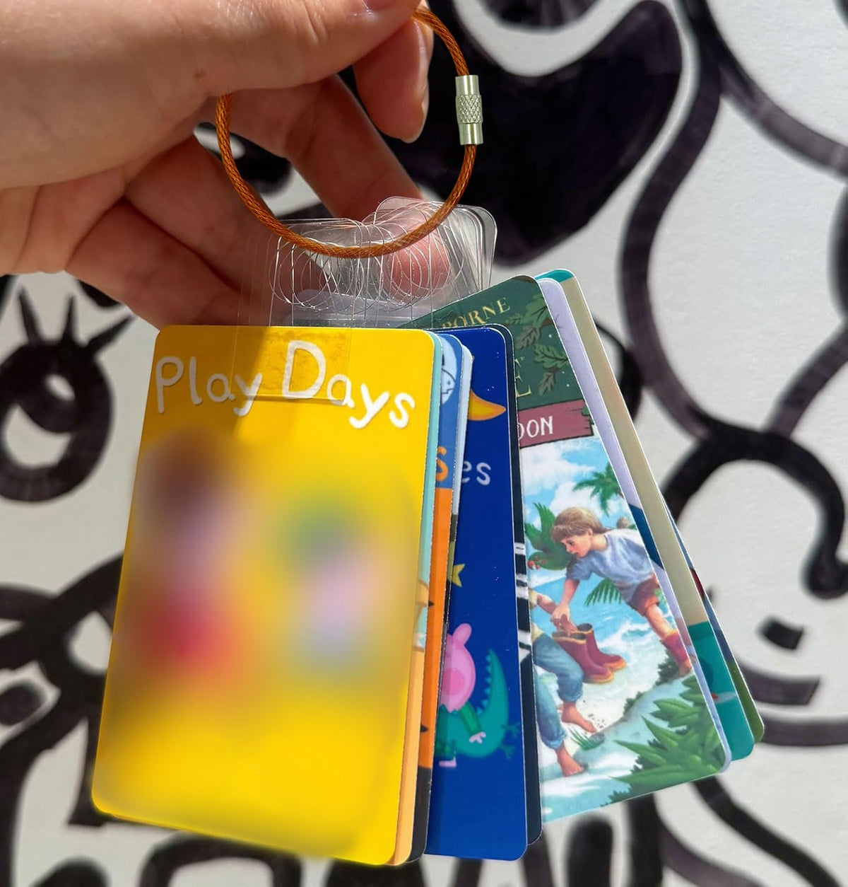 Card Holder for Yoto Cards Rings and Tabs 200 PCS Self Adhesive Tabs with 10 Loops Kids Travel Carrier of Yoto Accessories Card Holder Organizer Storage Case