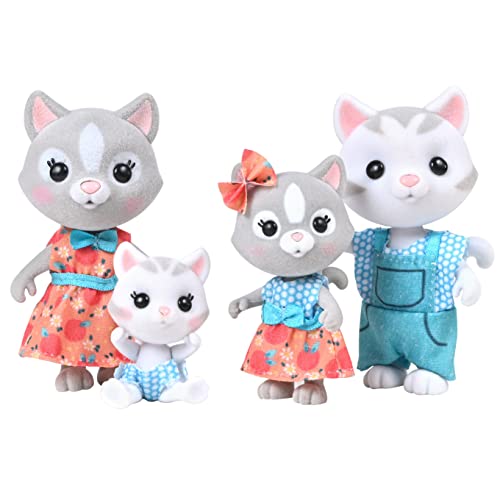 Honey Bee Acres The Purringtons Cat Family - 4 Mini Doll Figures - Ages 3+