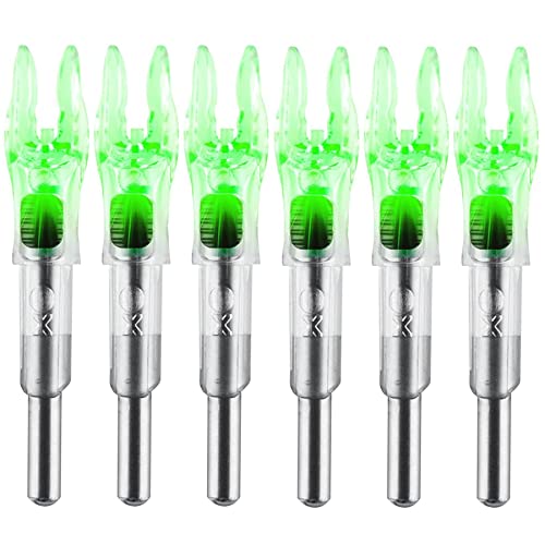 KEAUP 6PCS X Lighted Nocks for Arrows with .204 .233 .244 .246 Inside Diameter with H, S, GT Bushings High-Visibility LED Arrow Nocks, ON/Off Switch Included