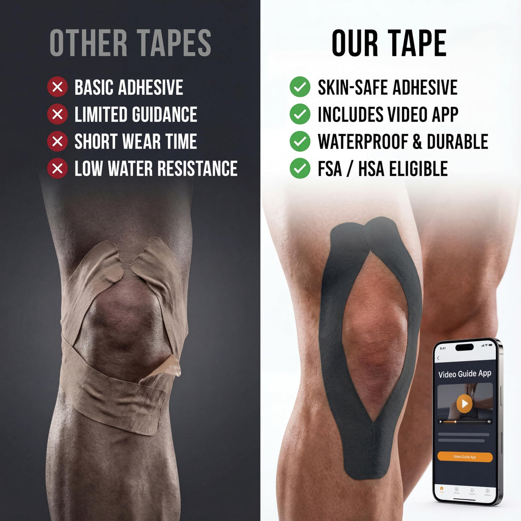 Winiom Kinesiology Tape - Waterproof Athletic Tape, Uncut Roll 2"x16.4ft | Midnight Black, 3-5 Day Adhesion, Hypoallergenic and Latex-Free for Knee, Shoulder, Arm and Back Support + Taping Guide