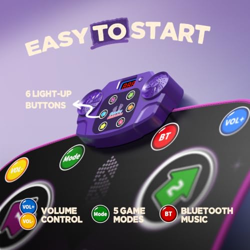 Dance Mat Toys with Bluetooth, Electronic Dance Pad for 3-12 Year Old Kids | Music Dance Mat with Bluetooth, Light-up 6-Button, 5 Game Modes, Birthday Toys Gifts for 3 4 5 6 7 8 9 10+ Year Old Girls