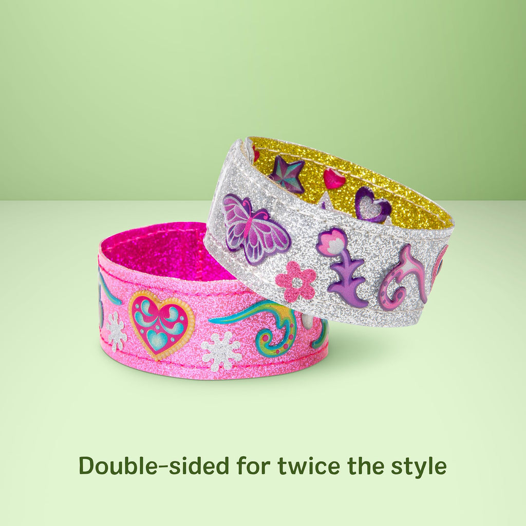 Melissa & Doug Design-Your-Own Bracelets Jewelry Making Craft Kit | DIY Jewelry, 4 Reversible Bracelets, 100+ Gem & Glitter Stickers, Arts & Crafts Activity, Preschool Toys for Kids, Ages 4+