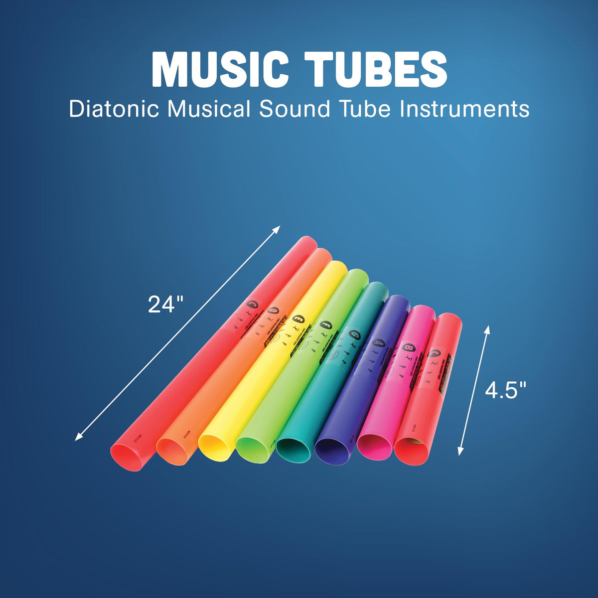 Constructive Playthings Boomwhackers Music Sensory Sound Tubes, Set of 8 | C to C Scale Musical Sound Tube, Classroom Instruments for Kids, Diatonic Set of 8
