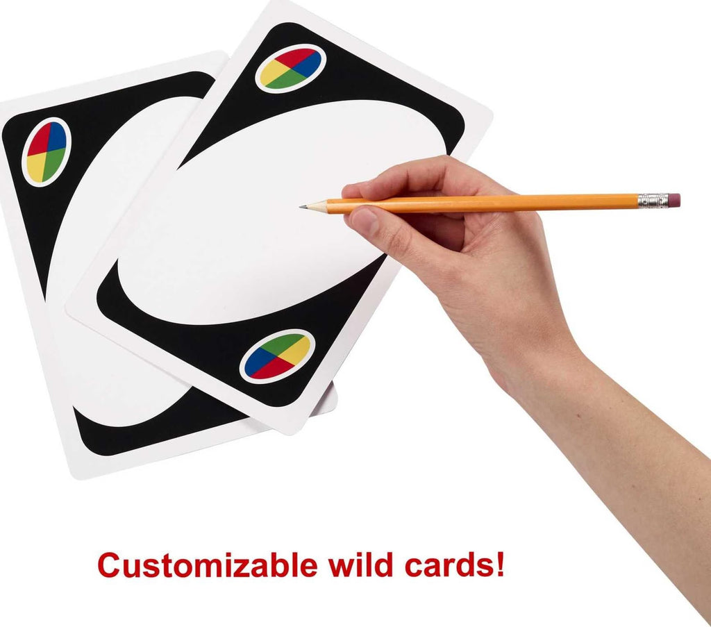 Mattel Games Giant UNO Card Game, Ages 7+, Players 2-10 | Oversized Classic UNO Deck With Customizable Cards for Bigger Game Play, Color Blind Accessible