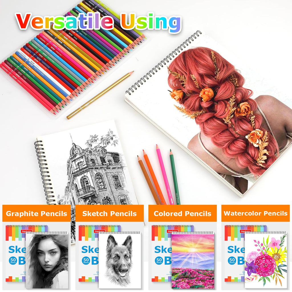 9" x 12" Sketch Book, 2-Pack 50 Sheets Spiral Bound Art Sketchbook Notebook | Acid Free Artist Drawing Book Paper, Art Supplies for Adults Kids, Coloring Book, Sketch Paper for Drawing Coloring Sketching