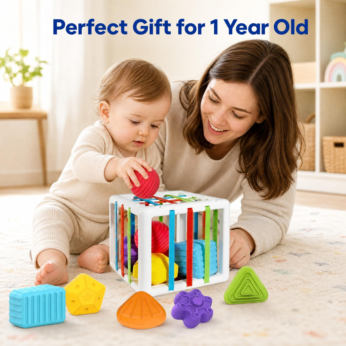 BLCXTOYZ Montessori Toys for 1 Year Old - 6 Pc Shape Sorter Activity Cube | Toddler Learning Toy, Developmental Skills, 12 Months & Up, 1st Birthday Gift for Toddlers 1-3