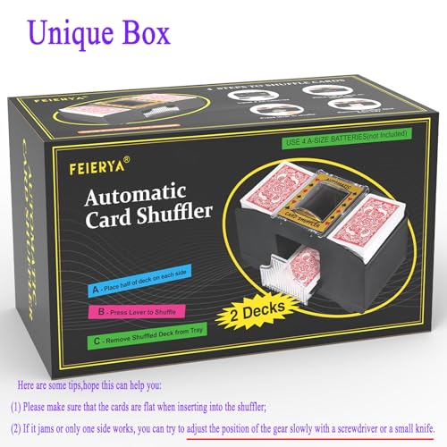 FEIERYA Automatic Card Shuffler 1/2/4/6 Decks | Battery-Operated Electric Playing Card Shuffler for Home Card Game,Board Game Nights,Poker,Travel