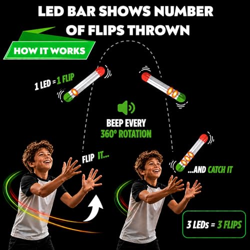 Stickflip How Many Flips can You Throw? | Electronic Flip Challenge Game | Auto-Counting Skill Toy for Kids, Teens & Adults | 10 Games Each with a High Score to Beat | Fun Gift & Party Game Ages 8+
