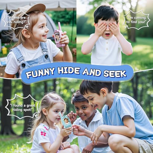 Kids Video Walkie Talkies, 2 Pack Long Range Toy Walkie-Talkie for Kids | Rechargeable, Outdoor Games Toys for Boys Girls Age 3-12, Indoor, Camping, Hiking, Travel, Christmas Birthday Gift(Blue/Pink)