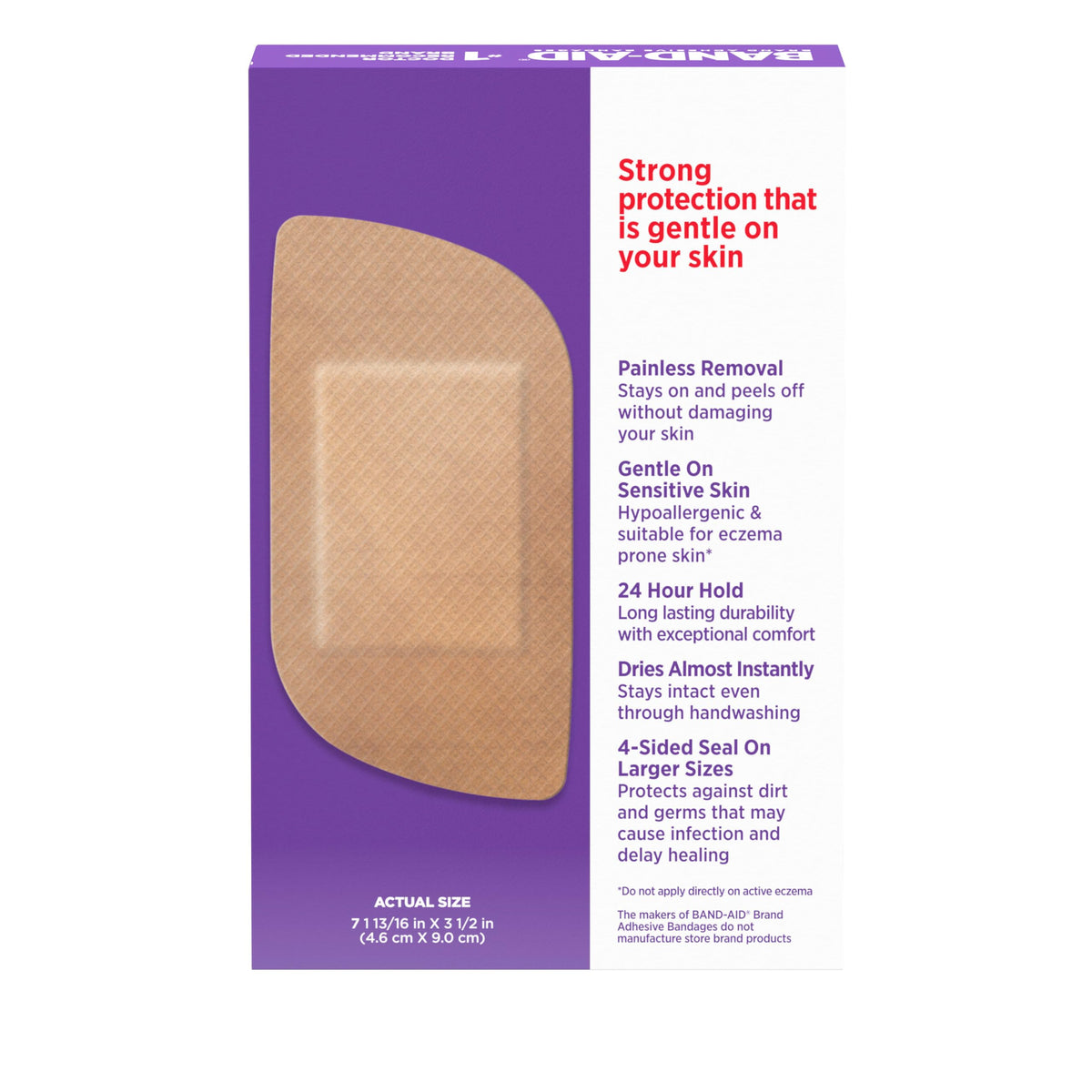 BAND-AID Brand Adhesive Bandages for Sensitive Skin, Extra Large, 7 Count