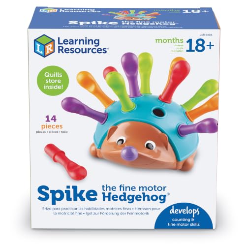 Learning Resources Spike The Fine Motor Hedgehog, Toddler Learning Toys, Fine Motor and Sensory Toys, Educational Toys for Toddlers, Montessori Toys, Ages 18+ Months,14 Pieces