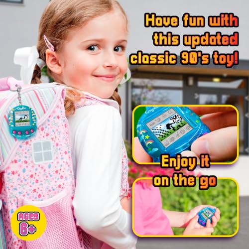 Giga Pets Interactive Digital Pet Toy, Boys & Girls, Unicorn, Ages 6+ | Virtual Pets for Boys and Girls Toy, 600+ Animations, App-Free Activities for Travel and Nostalgic 90s-Inspired Gifting