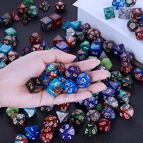 CiaraQ 182pcs Polyhedral Dice Set for Dungeon and Dragons MTG Table Games | 26 Role-Playing Dice Sets for D&D with Storage Bag. 7 dice each (D4-D20), Classic Numbers, Ages 14+
