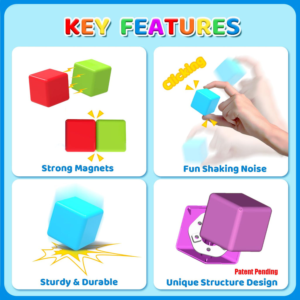 Magnetic Building Blocks Large, 1.65 inch Stacking Cubes for Toddlers | Sensory & Montessori Toys for Boys & Girls 1 2 3 Years Old, Toddler Travel Toys, Magnet Toys for Kids Birthday Gifts (12 PCS)