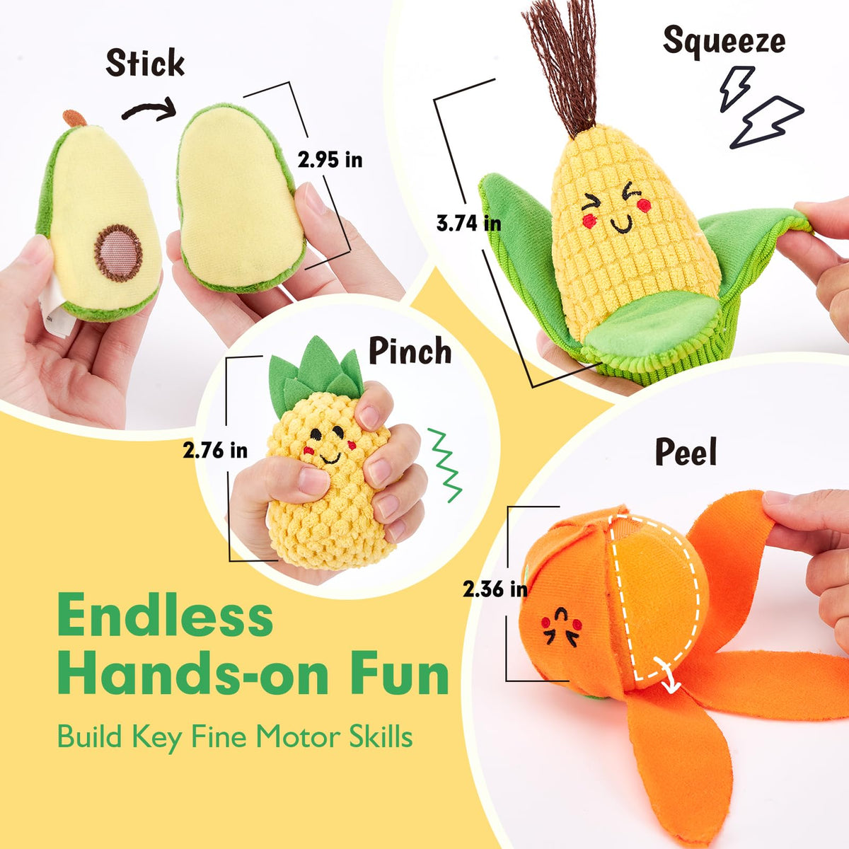 hahaland Baby Sensory Toys Montessori Toys 1 Year Old Fruit Vegetable 16PCs | Color Sorting Play Food with Textures, Crinkle, Rattle, 6-12 Month Baby Toys 1 Year Old Boy Gifts One Year Old Girl Birthday