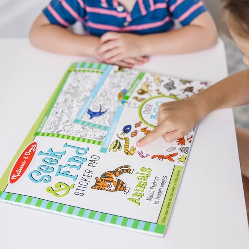 Melissa & Doug Seek & Find Sticker Pad Animals Activity Toy | 21 Pages, 14 Animal Scenes, 400 Color-Coded Stickers, Matching & Coloring Skills, Arts & Crafts Travel Toys for Kids, Ages 4+