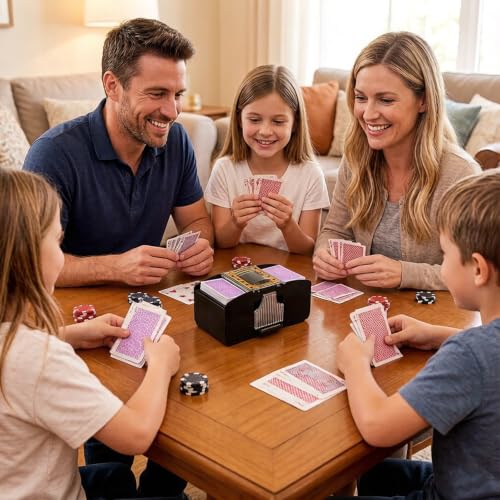 FEIERYA Automatic Card Shuffler 1/2/4/6 Decks | Battery-Operated Electric Playing Card Shuffler for Home Card Game,Board Game Nights,Poker,Travel
