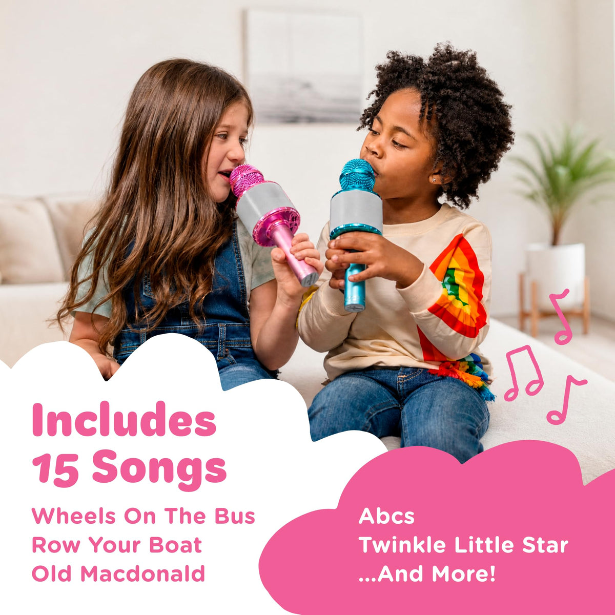 Move2Play, Kids Karaoke Microphone | Includes Pre-Loaded Songs & Bluetooth | Kids Birthday Party Gift | Toy for All Ages 2, 3, 4, 5, 6+ Year Old Girls, Boys & Toddlers