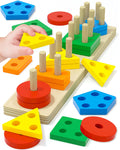 Montessori Toys for 1 2 3 Year Old Boy Girl, Toddler Learning Toys Gifts | Montessori Sensory Toys, Toddler Toy 2-3, Boy Girl Birthday Gifts, Wooden Block, Puzzle, Shape Sorter, Toddler Activities