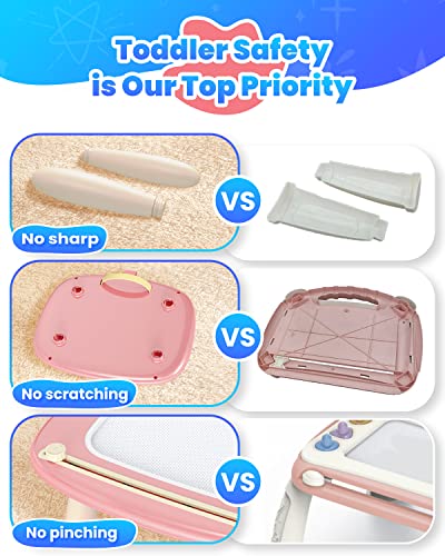 Seimome Magnetic Drawing Board, Toddler Girl Toys for 1-3 Year Old, Doodle Board Learning and Educational Kids Toys- Pink