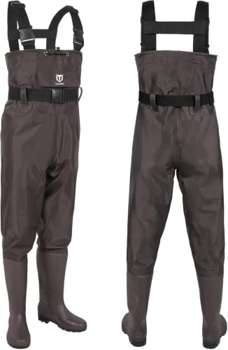 TIDEWE Chest Waders for Men Women, Waterproof Fishing Waders | Waterproof 420D 2-Ply Nylon/PVC, Lightweight Bootfoot Hunting Waders, Adjustable Suspenders, Boot Hanger