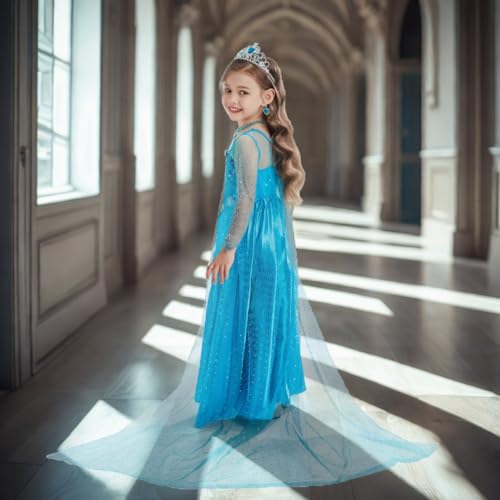 AHLPO Princess Dress for Girls Luxury Princess Dress Up Halloween Cosplay Princess Costume Fancy Dress Birthday Outfit