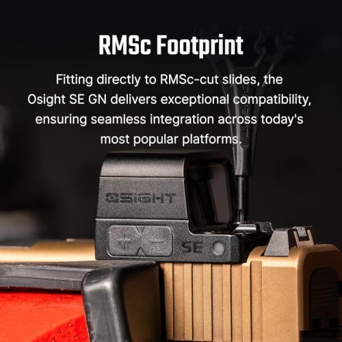 OSIGHT SE Enclosed Red/Green Dot, 2 & 32 MOA Multi-Reticle or 6 MOA Dot | RMSc Footprint, Side-Load Battery, Motion Sensor, Aspherical Lens, Compact Enclosed Design for Concealed Carry