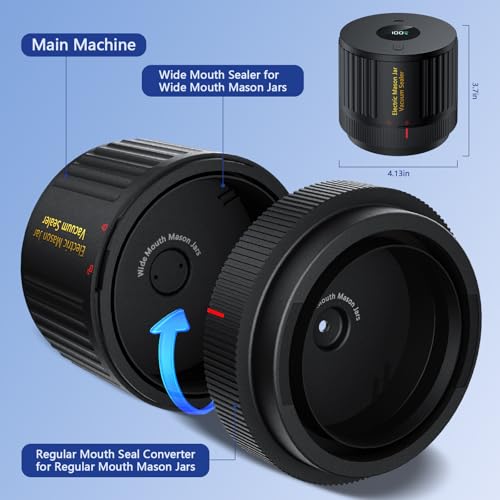 LOVE MOMENT Electric Mason Jar Vacuum Sealer Kit with One Touch Auto-Pause | for Wide Mouth and Regular Mouth Mason Jar