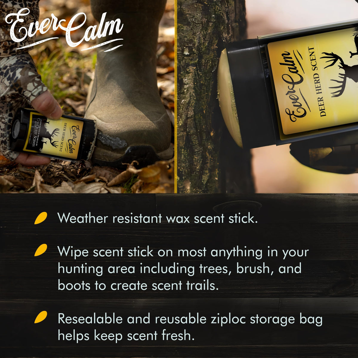 Conquest Scents EverCalm Deer Herd Scent, Deer Attractant Original Formula | Calming Scent from Deer Bedding Areas, for Pre-Rut, Rut and Post-Rut, Versatile Hunting Scents