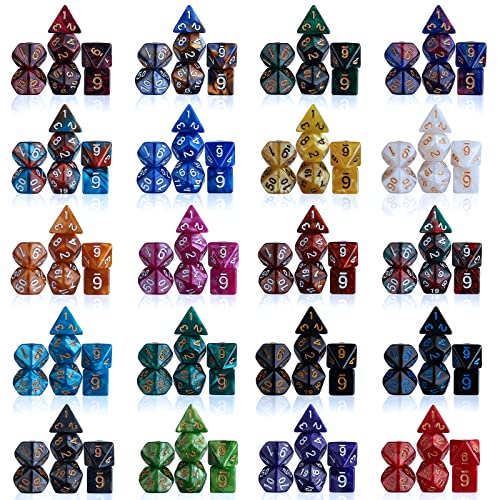 CiaraQ 182pcs Polyhedral Dice Set for Dungeon and Dragons MTG Table Games | 26 Role-Playing Dice Sets for D&D with Storage Bag. 7 dice each (D4-D20), Classic Numbers, Ages 14+
