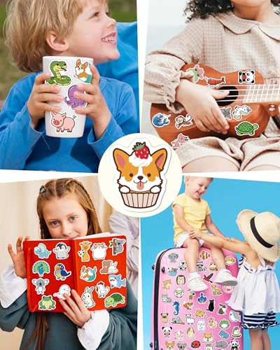 100 Pcs Animal Stickers for Kids, Cute Water Bottle Stickers, Party Favors | Vinyl Waterproof Kid Sticker Pack, Kids Classroom Prizes for Elementary Students, Goodie Bags Stuffers for Kids