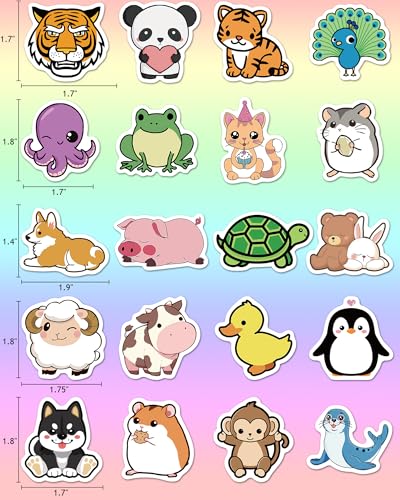 100 Pcs Animal Stickers for Kids, Cute Water Bottle Stickers, Party Favors | Vinyl Waterproof Kid Sticker Pack, Kids Classroom Prizes for Elementary Students, Goodie Bags Stuffers for Kids