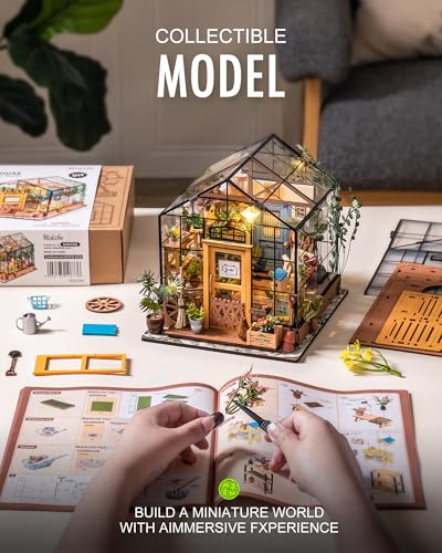 Rolife DIY Miniature Greenhouse Kits for Adults - Cathy's Flower House | Beginner-Friendly Diorama Kits Mayberry Street Tiny House For Adults, Birthday/Christmas Decor Crafts Gifts For Plant Lovers