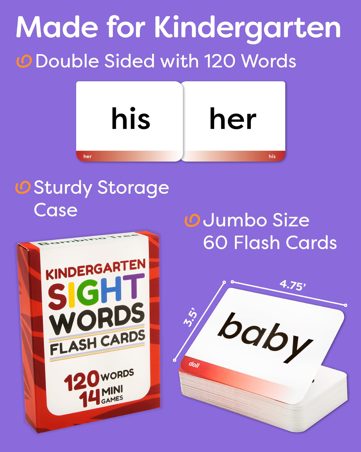 Sight Words Flash Cards Kindergarten | 120 High Frequency Words from Dolch's and Fry's Lists for 4-6 Years