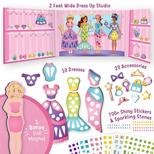 Imagimake DIY Magnetic Dress-Up Princess, 30 Magnetic Dresses & Accessories | Pretend Play Magnetic Toys for Kids, Interchange & Create Unlimited Outfits, Gift for Girls Ages 3,4,5,6,7,8 Years Old