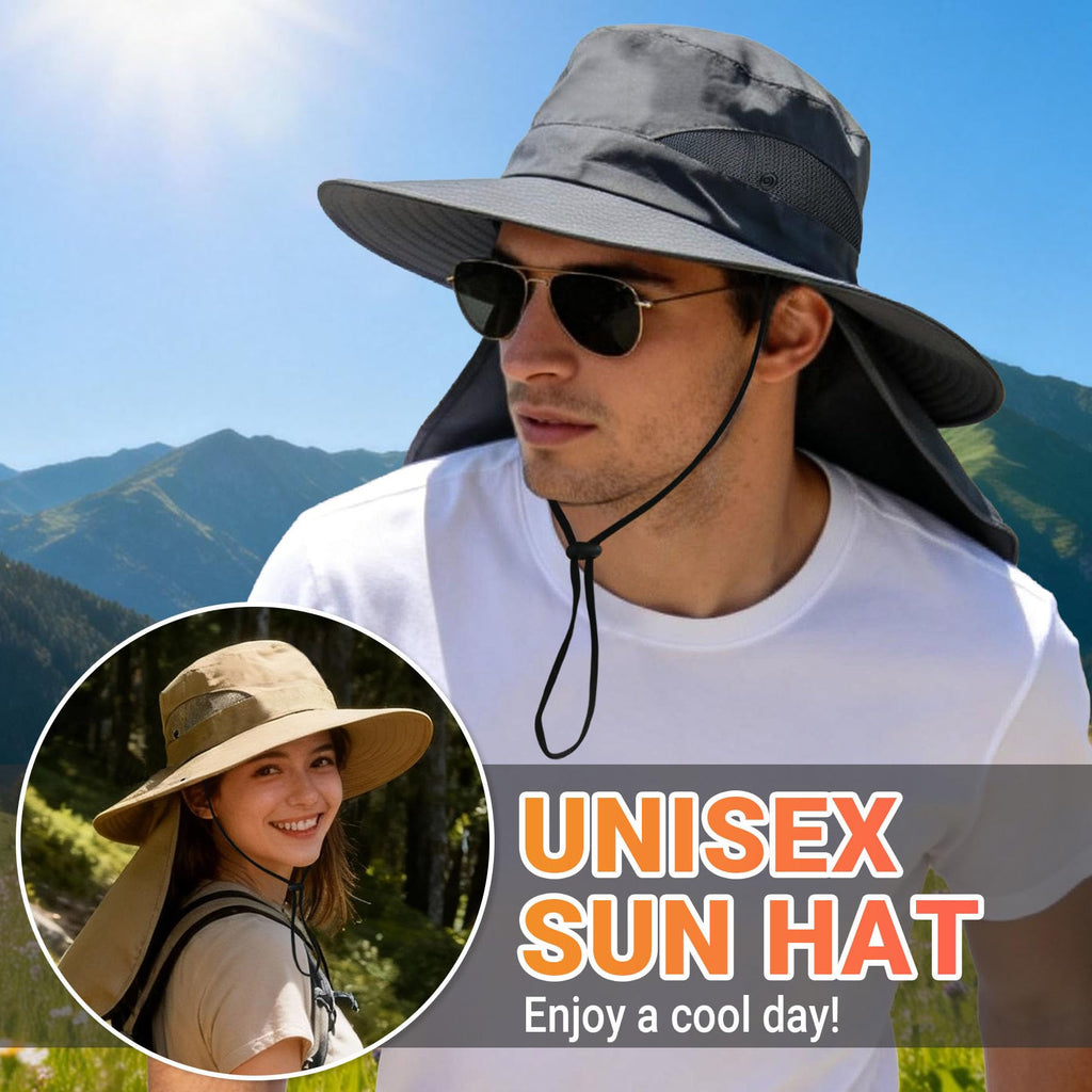 NPQQUAN Sun Hats for Men Women with Neck Flap UPF 50+ UV Protection | Wide Brim Bucket Hat, Water Resistant, Adjustable Size, Detachable Chin Strap, Foldable & Lightweight, Hiking Fishing Hats