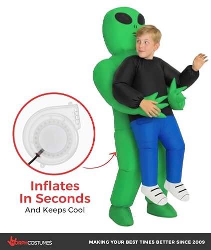 Morph Alien Costume, Alien Costume Kids, Halloween Costumes for Boys | Inflatable Alien Costume with Built-In Fan & Battery Pack, Inflates in 60 Seconds, Perfect Boys Halloween Costume