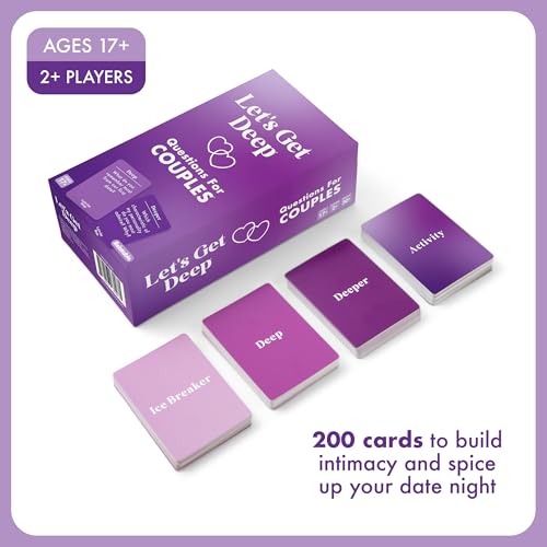Let's Get Deep, A Question Card Game for Couples by Relatable | Great for Date Night Ideas, Couples Gifts, and Long Distance Relationship Games, Includes 200 Cards