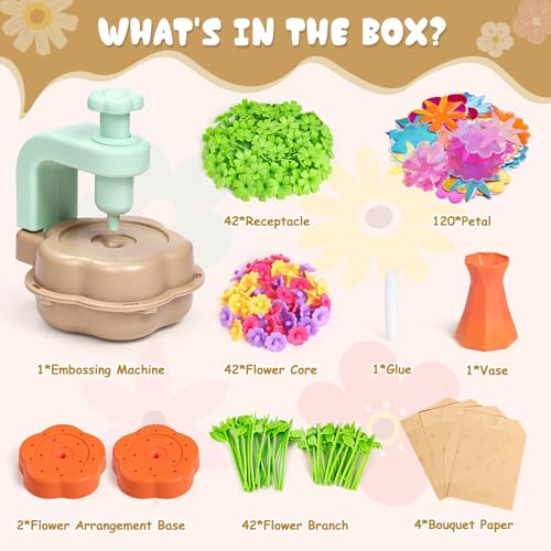 Scvcid Arts and Crafts for Girls Aged 3-12, Includes Extra Accessory Set | DIY Art Flower Toys Fabric Bouquet Craft for Toddler, Birthday Gifts for 3 4 5 6 7 8 9 10 11 12 Year Old Girls