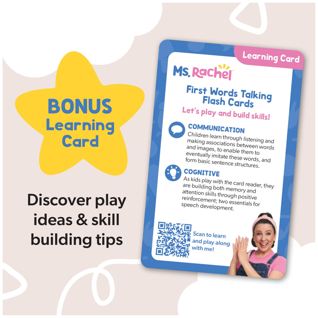 Ms. Rachel First Words Flash Cards, Electronic Card Reader, 100 Words | Electronic Reader With 100 Talking Words, Boosts Early Language & Motor Skills, Toddler Toys For Girls And Boys Ages 1-2+