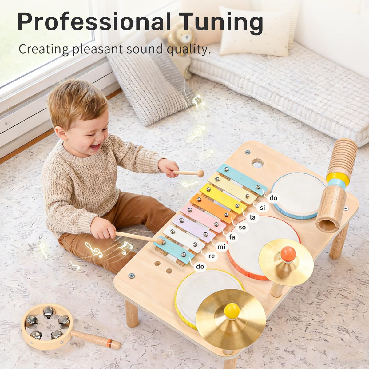WINGYZ Kids Drum Set, 9-in-1 Montessori Toys | Wooden Musical Instruments for Toddlers, Baby Musical Toys with Drums, Xylophone, Helps Hand-Eye Coordination