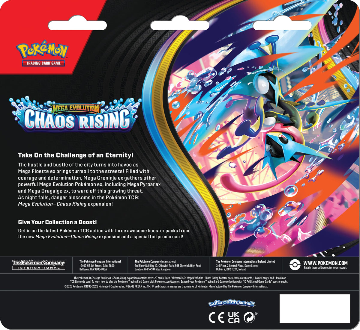 Pokémon TCG: Mega Evolution—Chaos Rising Triple Pack (1 Foil Promo Card & 3 Booster Packs)