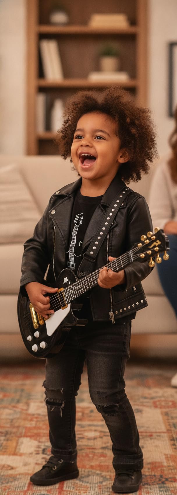 Simba Kids Electric Guitar 22 in. with Real Metal Strings, Black Rock Guitar for Kids Ages 4+
