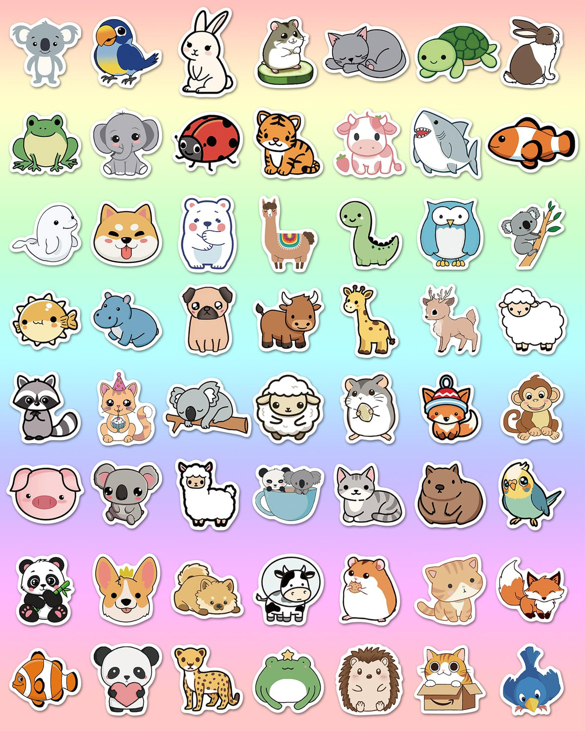 100 Pcs Animal Stickers for Kids, Cute Water Bottle Stickers, Party Favors | Vinyl Waterproof Kid Sticker Pack, Kids Classroom Prizes for Elementary Students, Goodie Bags Stuffers for Kids