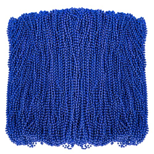 Huskein 200 PCS Beaded Necklace, 33" Mardi Gras Beads, Blue Bead Necklace, Mardi Gras Accessories, Parade Beads Bulk for Hanukkah Christmas Pirate Birthday Gender Costume Party Supplies